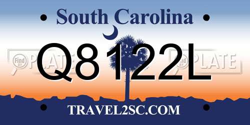 Q8122L South Carolina License Plate