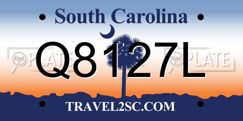 Q8127L South Carolina License Plate