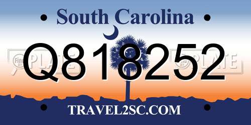 Q818252 South Carolina License Plate