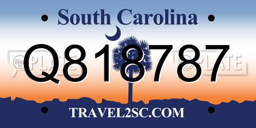 Q818787 South Carolina License Plate