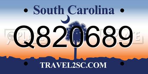 Q820689 South Carolina License Plate