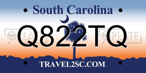 Q822TQ South Carolina License Plate