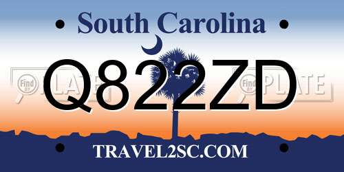 Q822ZD South Carolina License Plate
