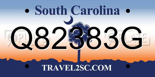 Q82383G South Carolina License Plate
