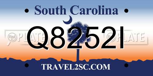 Q8252I South Carolina License Plate