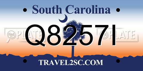 Q8257I South Carolina License Plate