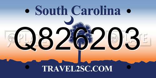 Q826203 South Carolina License Plate
