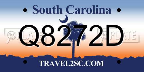 Q8272D South Carolina License Plate