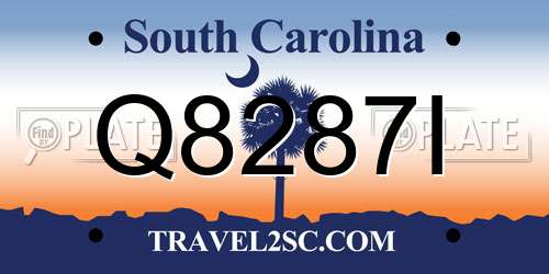 Q8287I South Carolina License Plate