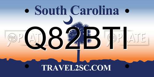 Q82BTI South Carolina License Plate