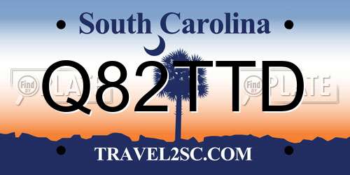 Q82TTD South Carolina License Plate