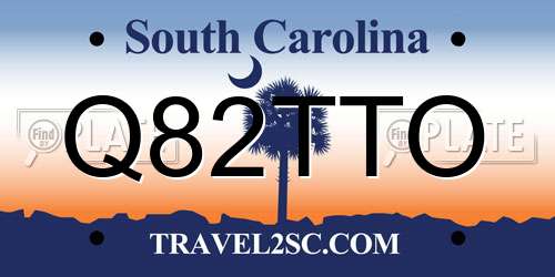 Q82TTO South Carolina License Plate