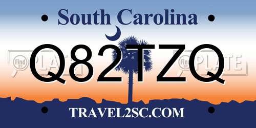 Q82TZQ South Carolina License Plate