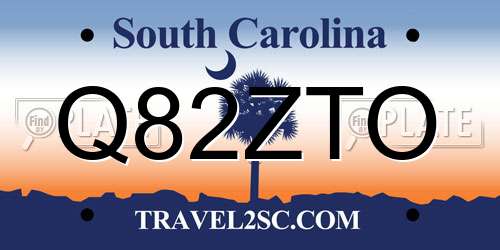 Q82ZTO South Carolina License Plate