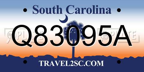 Q83095A South Carolina License Plate