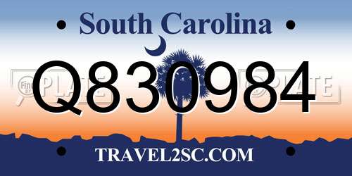 Q830984 South Carolina License Plate