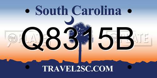 Q8315B South Carolina License Plate