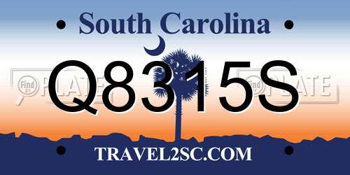 Q8315S South Carolina License Plate