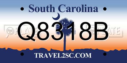 Q8318B South Carolina License Plate
