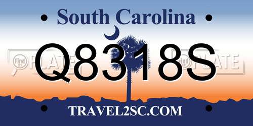 Q8318S South Carolina License Plate
