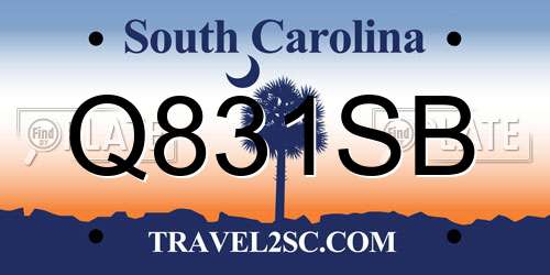 Q831SB South Carolina License Plate