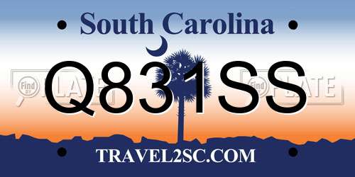 Q831SS South Carolina License Plate