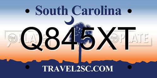 Q845XT South Carolina License Plate