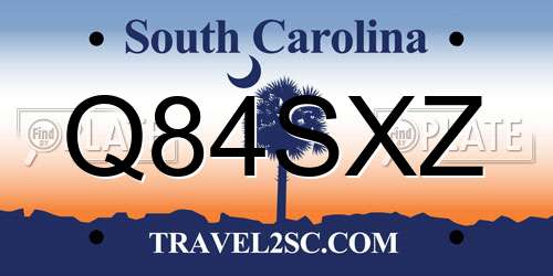 Q84SXZ South Carolina License Plate