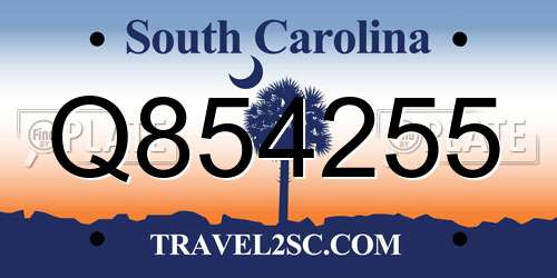 Q854255 South Carolina License Plate