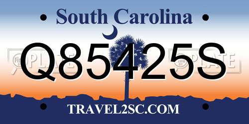 Q85425S South Carolina License Plate