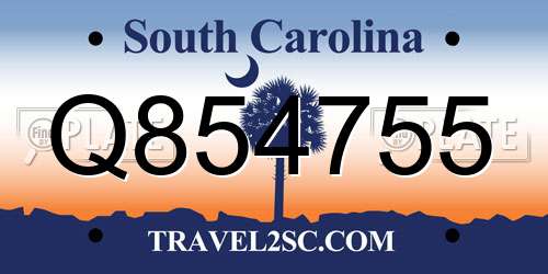 Q854755 South Carolina License Plate
