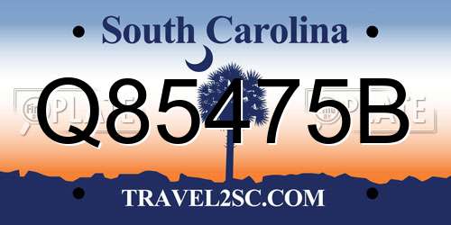 Q85475B South Carolina License Plate
