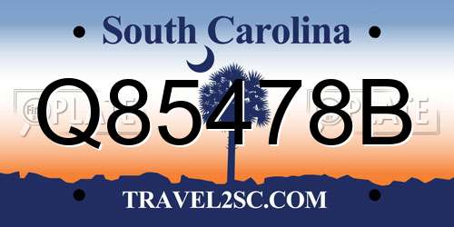 Q85478B South Carolina License Plate
