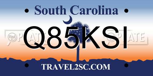 Q85KSI South Carolina License Plate