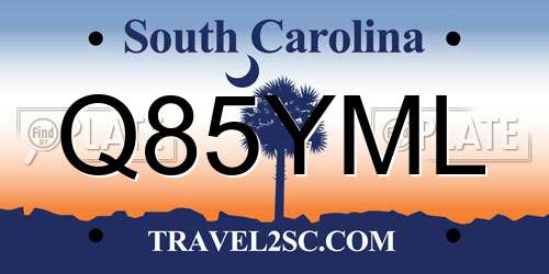 Q85YML South Carolina License Plate