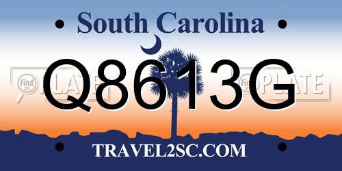Q8613G South Carolina License Plate