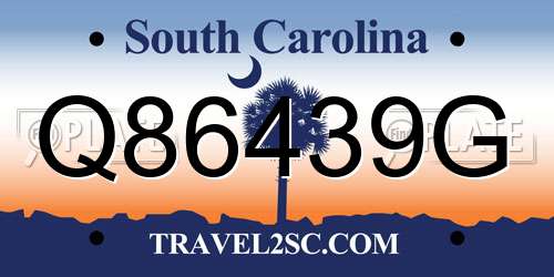 Q86439G South Carolina License Plate