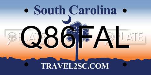 Q86FAL South Carolina License Plate