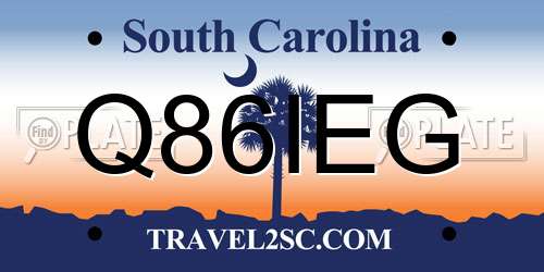 Q86IEG South Carolina License Plate