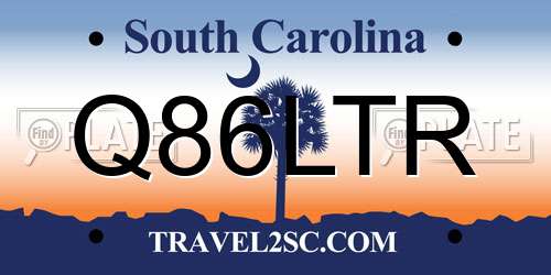 Q86LTR South Carolina License Plate