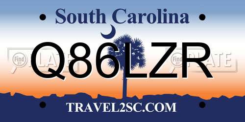 Q86LZR South Carolina License Plate