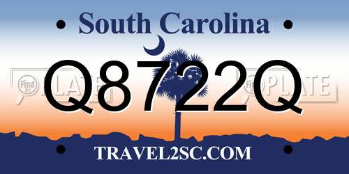 Q8722Q South Carolina License Plate