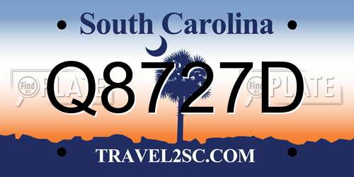 Q8727D South Carolina License Plate