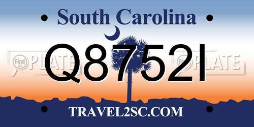 Q8752I South Carolina License Plate