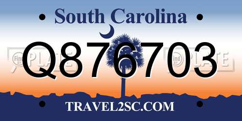 Q876703 South Carolina License Plate