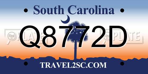 Q8772D South Carolina License Plate