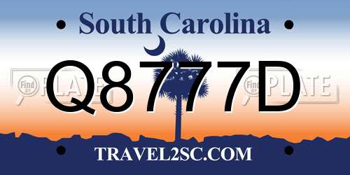 Q8777D South Carolina License Plate