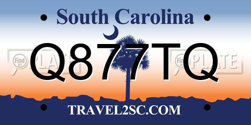 Q877TQ South Carolina License Plate