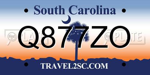 Q877ZO South Carolina License Plate