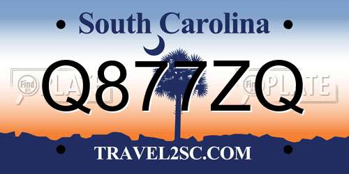 Q877ZQ South Carolina License Plate